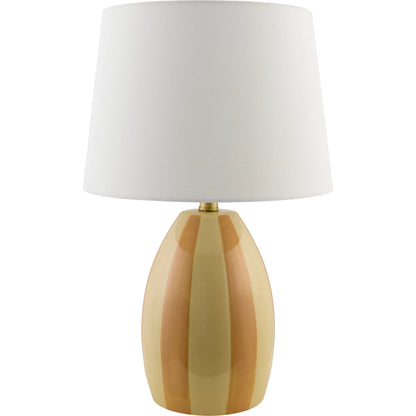 Rethel Accent Table Lamp by Livabliss in yellow and glazed, plated. Made from ceramic, linen, polyester, iron in a eclectic & global style.