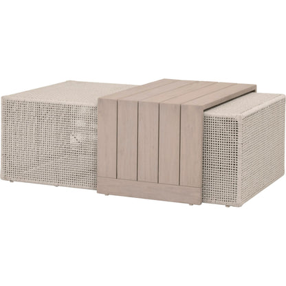 Rhode Coffee Table by Essentials For Living in oat flat rope, washed ever teak. Made from solid teak wood, aluminum in a transitional style.