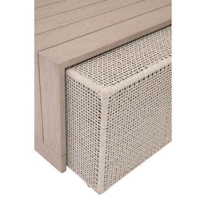 Rhode Coffee Table by Essentials For Living in oat flat rope, washed ever teak. Made from solid teak wood, aluminum in a transitional style.