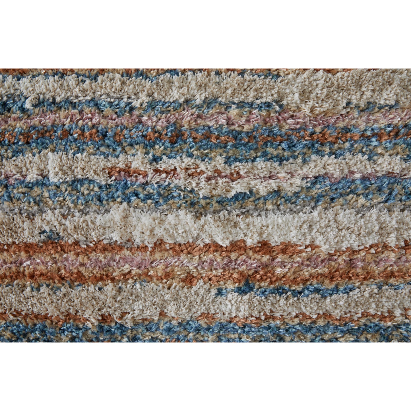 004 SI-2007159,SI-2007160,SI-2007161,SI-2007162,SI-2007163 | Closeup | Mynka Transitional Stripes Rug - 39IEF by Feizy in ivory, blue, orange. Made from polyester in a unique style.