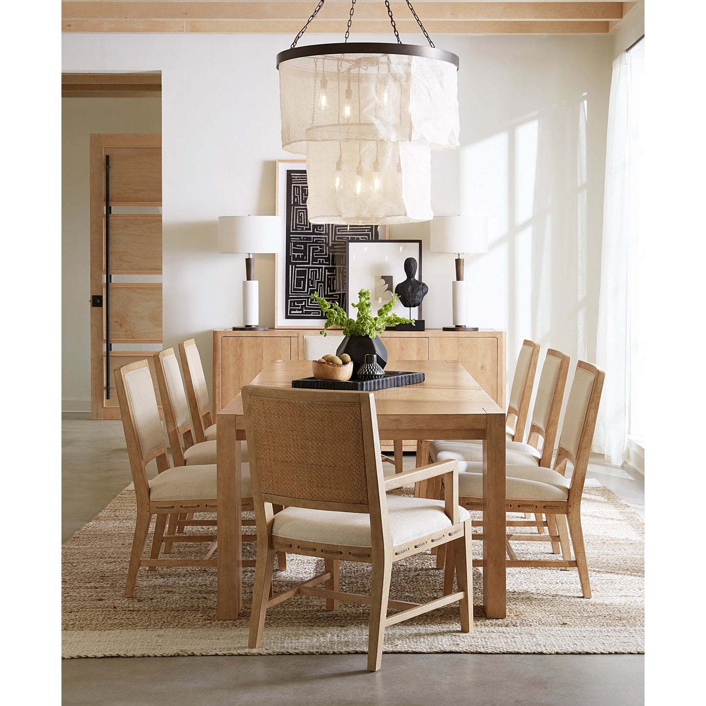 003 SI-2133711 | Lifestyle | Retreat Rectangle Dining Table by Hooker Furniture in dune. Made from oak veneers, solid-wood edged top in a cottage & farmhouse style.