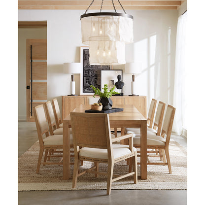 Retreat Rectangle Dining Table by Hooker Furniture in dune. Made from oak veneers, solid-wood edged top in a cottage & farmhouse style.
