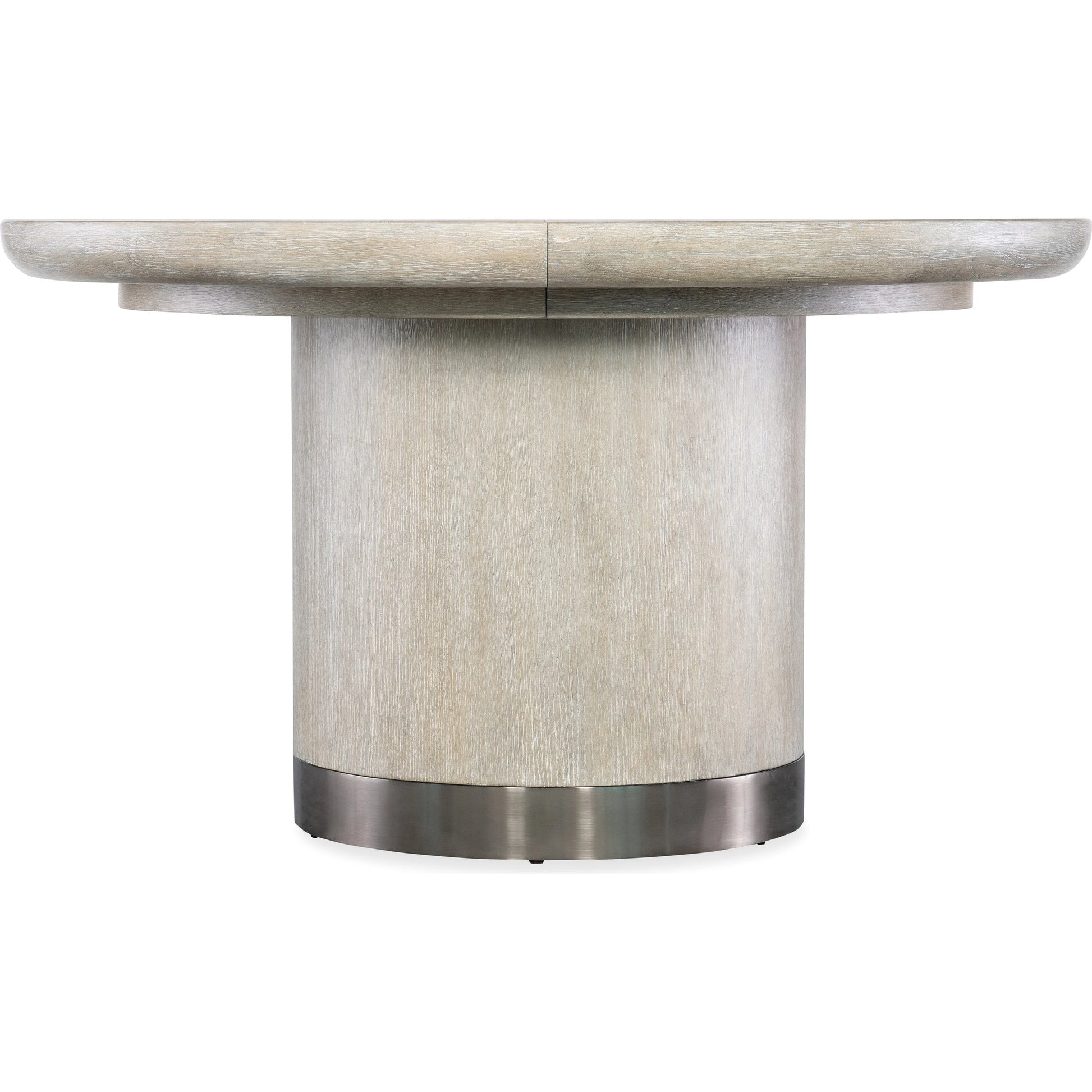 Modern Mood Round Dining Table by Hooker Furniture. Made from oak veneers, metal in a modern style.