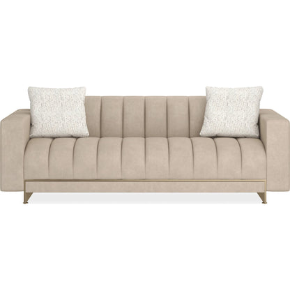 Well Balanced 84" Sofa by Caracole in moonstone and whisper of gold. Made from metal in a transitional style.