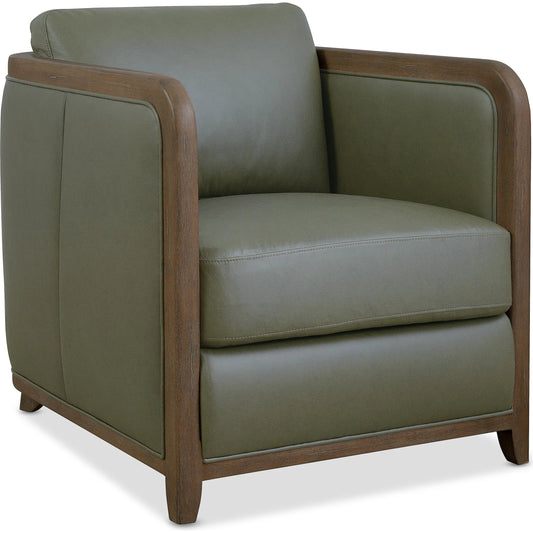 Breeze Accent Chair by Hooker Furniture in verona forest and brown. Made from leather in a unique style.