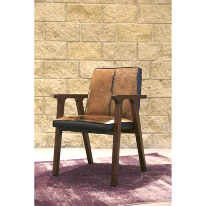 Rio Cool Armchair by LH Imports in brown mindi oak, leather/goat hair and mindi oak. Made from mindi oak, leather, pu leather, goat hair in a cottage & farmhouse style.