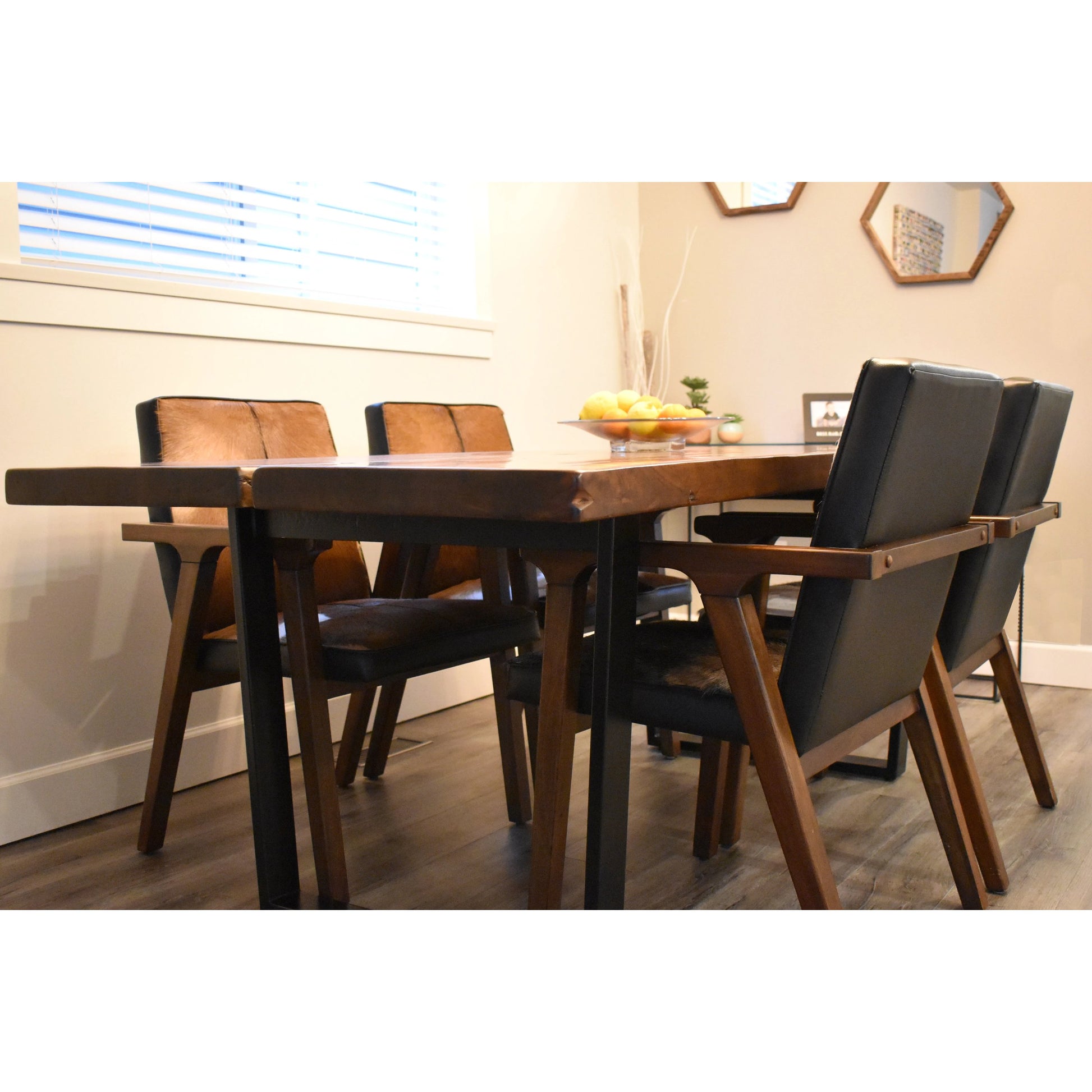 Rio Cool Armchair by LH Imports in brown mindi oak, leather/goat hair and mindi oak. Made from mindi oak, leather, pu leather, goat hair in a cottage & farmhouse style.