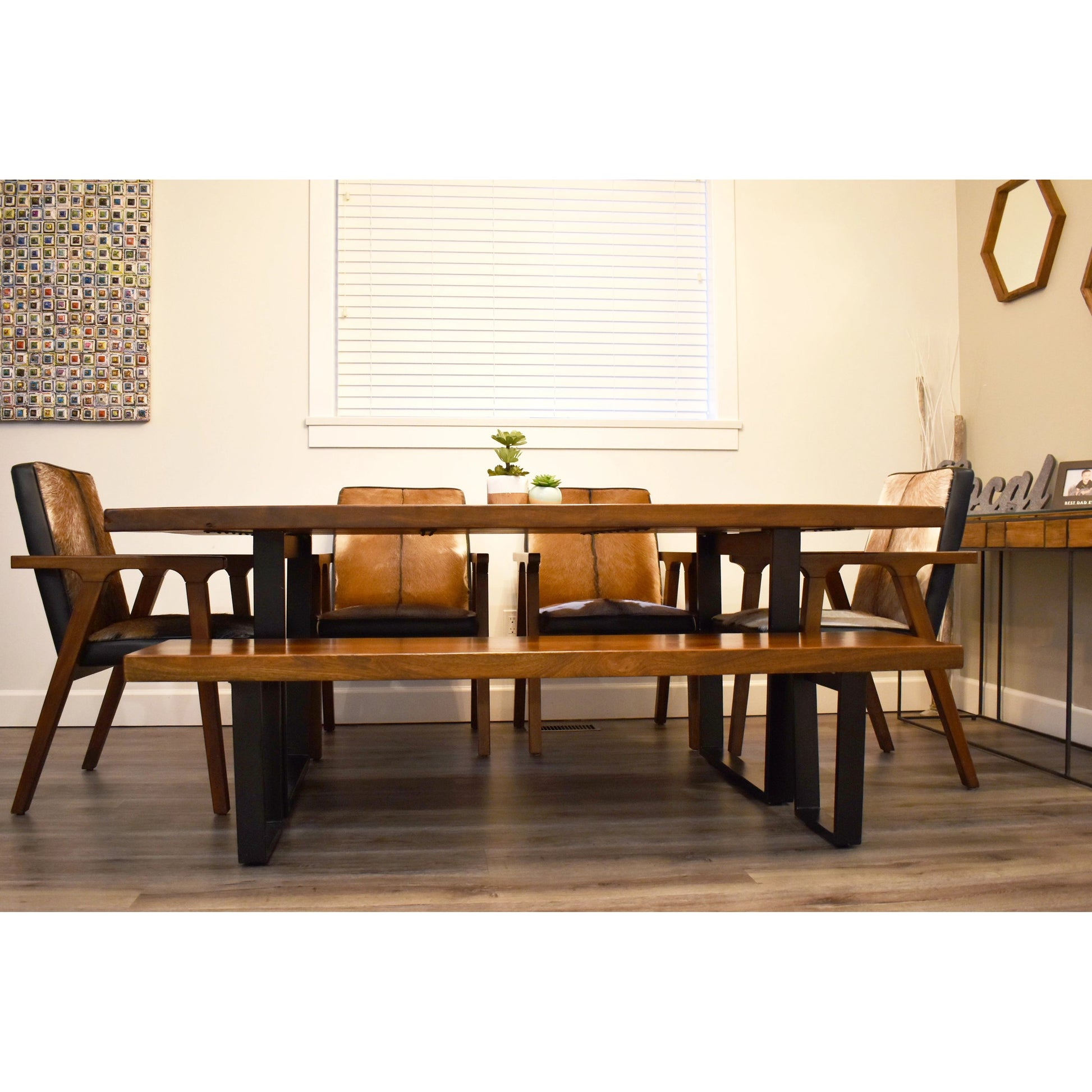 Rio Cool Armchair by LH Imports in brown mindi oak, leather/goat hair and mindi oak. Made from mindi oak, leather, pu leather, goat hair in a cottage & farmhouse style.