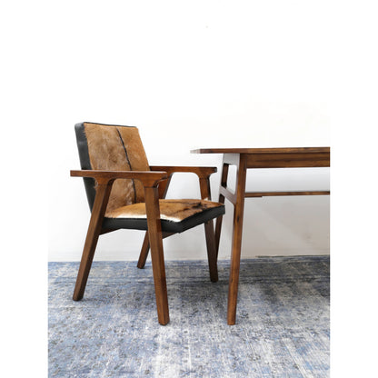 Rio Cool Armchair by LH Imports in brown mindi oak, leather/goat hair and mindi oak. Made from mindi oak, leather, pu leather, goat hair in a cottage & farmhouse style.