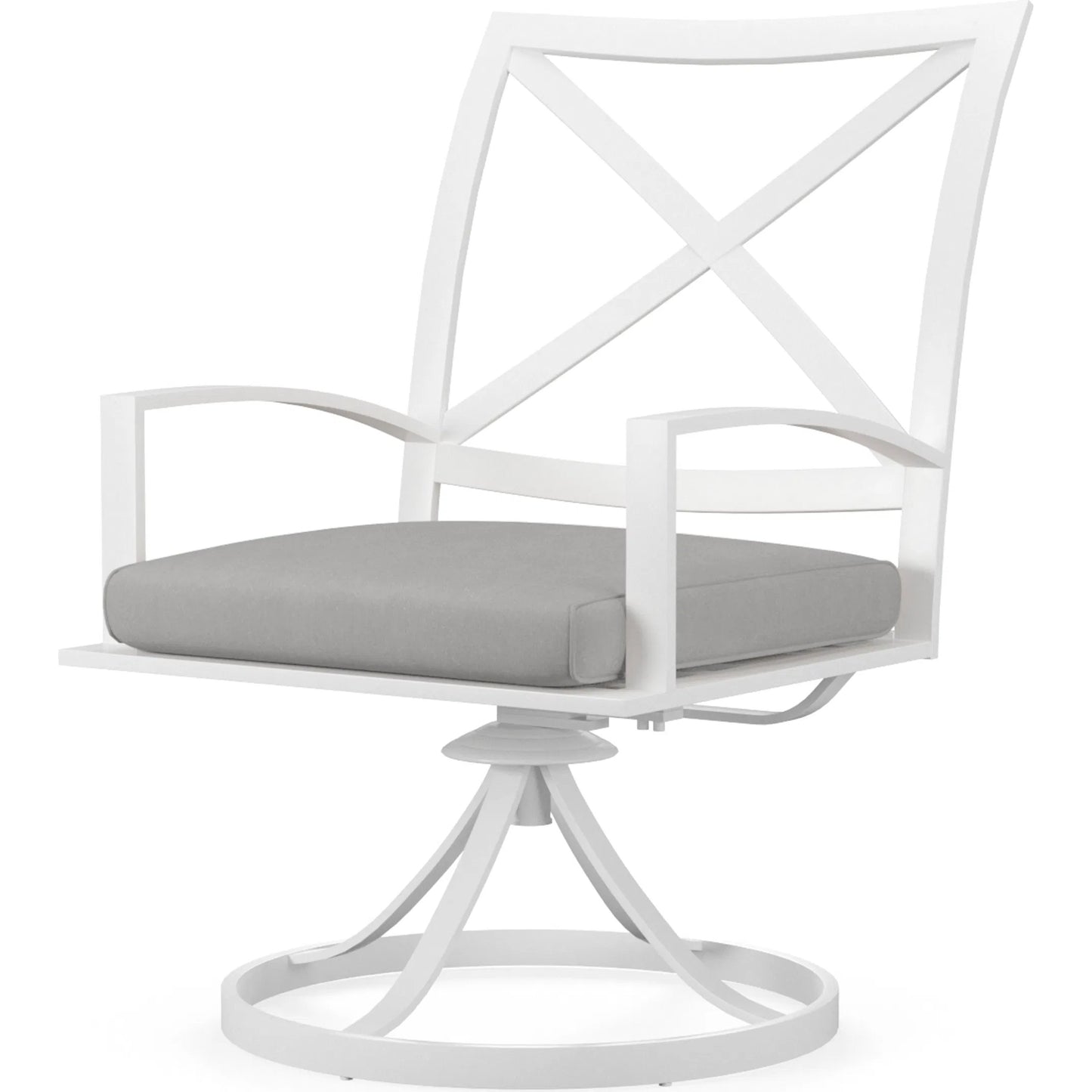 004 SI-2514060 | Primary Silo | Bristol Outdoor Swivel Dining Chair in Canvas Flax w/ Self Welt by Sunset West. Made from aluminum in a modern style.