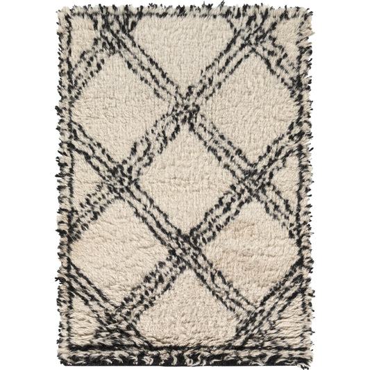 Riad Rug - 14873 by Surya in black, oatmeal. Made from 80% wool, 20% cotton in a unique style.