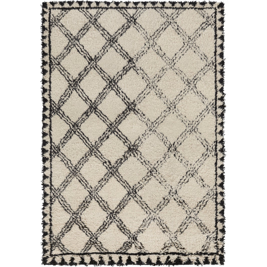 Riad Rug - 14873 by Surya in black, oatmeal. Made from 80% wool, 20% cotton in a unique style.