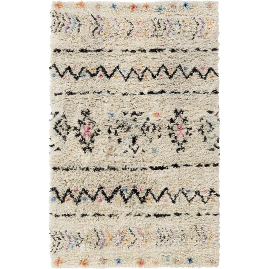 Riad Rug by Surya in cream, black. Made from 80% wool, 20% cotton in a unique style.