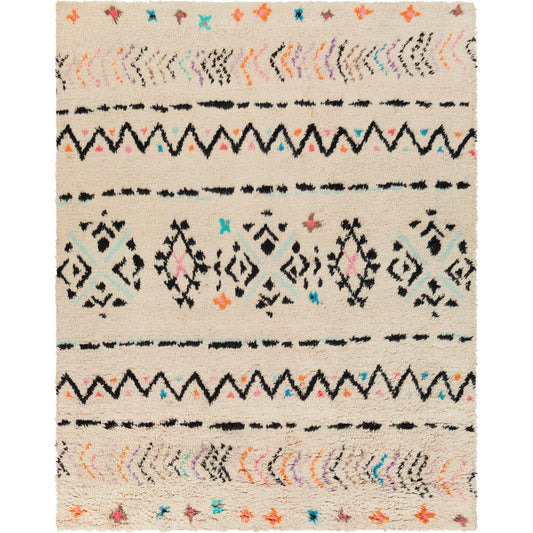 Riad Rug by Surya in cream, black. Made from 80% wool, 20% cotton in a unique style.