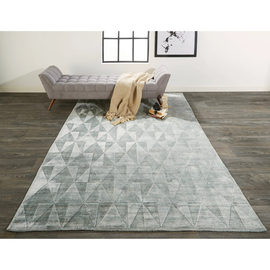 Gramercy Geometric Rug - 6335F by Feizy in gray, ivory, silver. Made from viscose in a unique style.