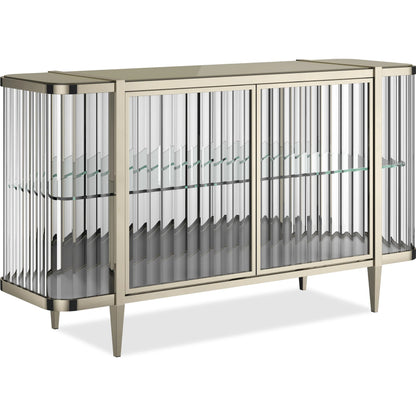 Stop and Stare Console by Caracole. Made from metal, glass, acrylic in a modern style.