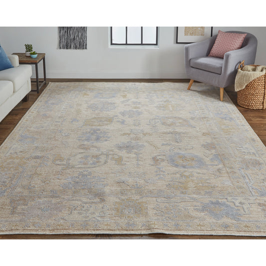 Wendover Transitional & Botanical Rug - 6862F by Feizy in tan, orange, blue. Made from pet in a unique style.