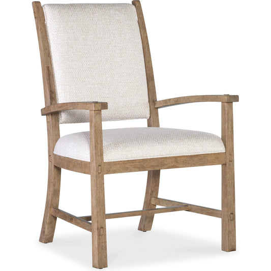 Vineyard Row Post Back Upholstered Arm Chair by Hooker Furniture in beige and sonoma. Made from 57% polyester, 43% cationic poly in a unique style.