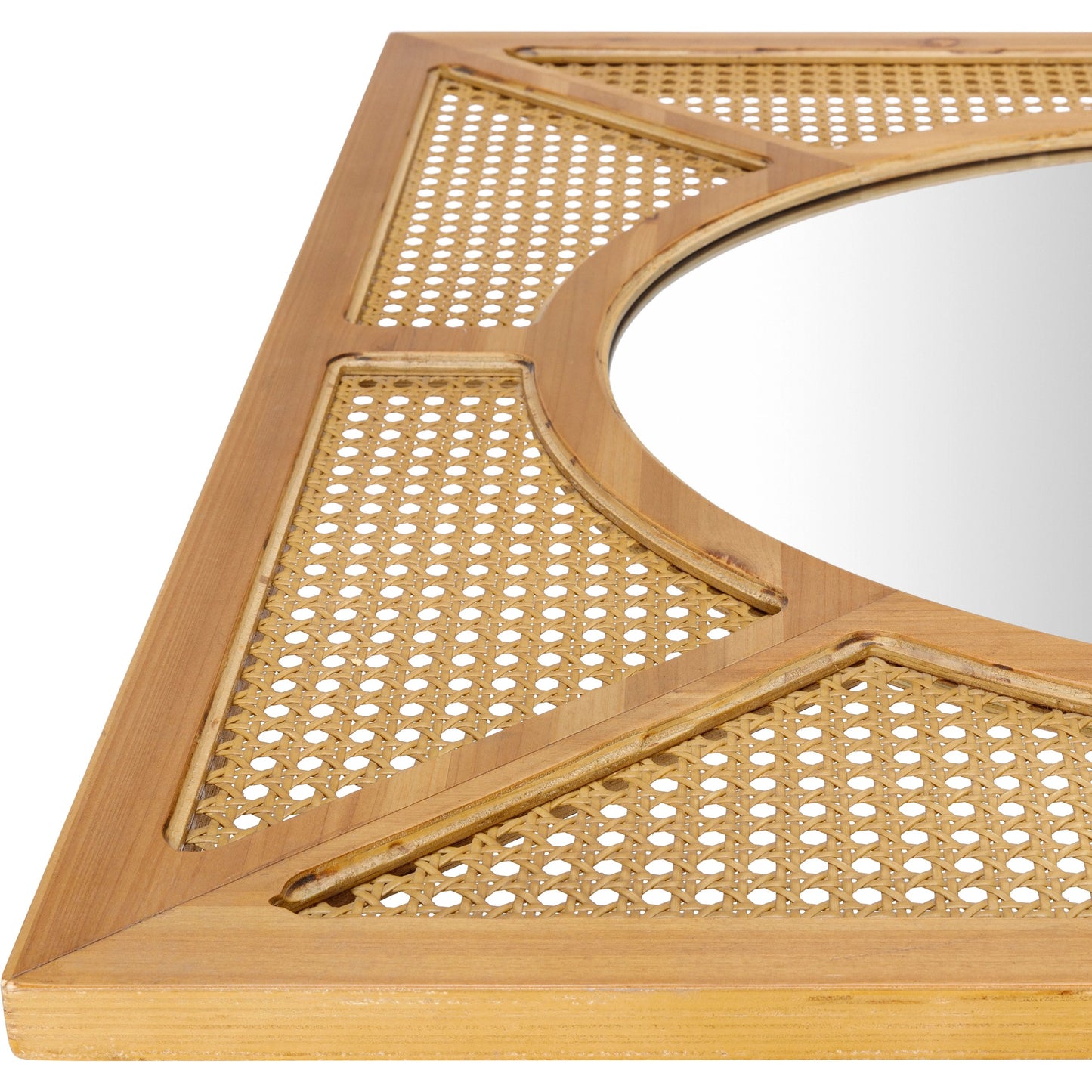 002 SI-1948562 | Closeup | Kiara Mirror - 32909 by Surya in brown. Made from frame: rattan, substrate: manufactured wood in a cottage & farmhouse style.
