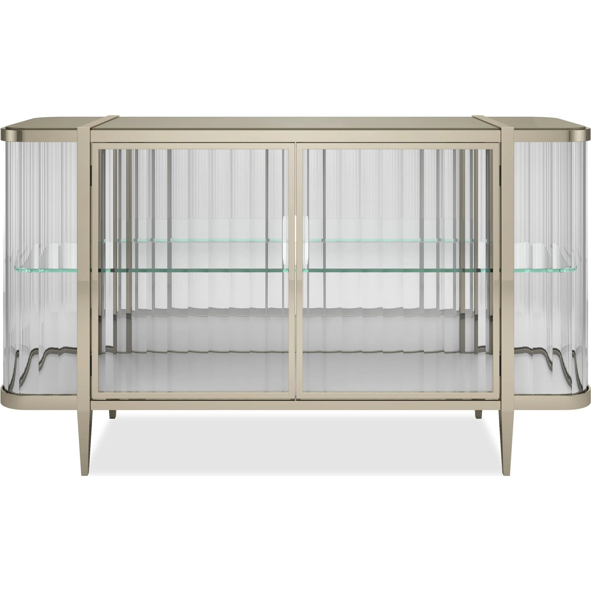 Stop and Stare Console by Caracole. Made from metal, glass, acrylic in a modern style.