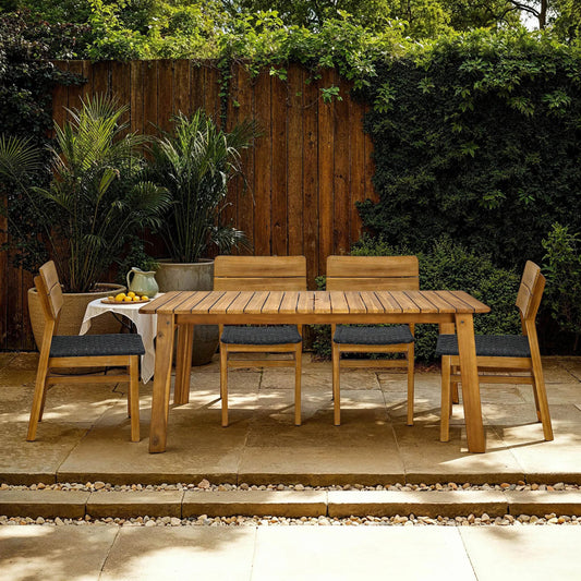 Riviera Outdoor Dining Table by LH Imports in light teak. Made from unique in a transitional style.