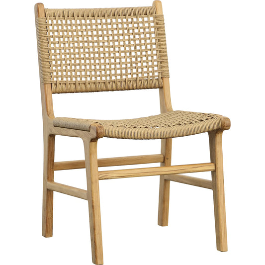 Dallas Armless Dining Chair by Arch & Plane in natural. Made from teak wood frame, synthetic wicker in a unique style.