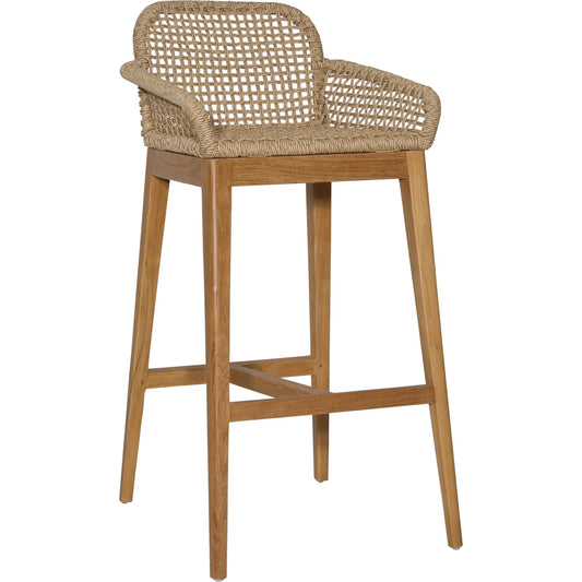 Audra Barstool by Arch & Plane in natural. Made from teak wood, synthetic wicker in a unique style.