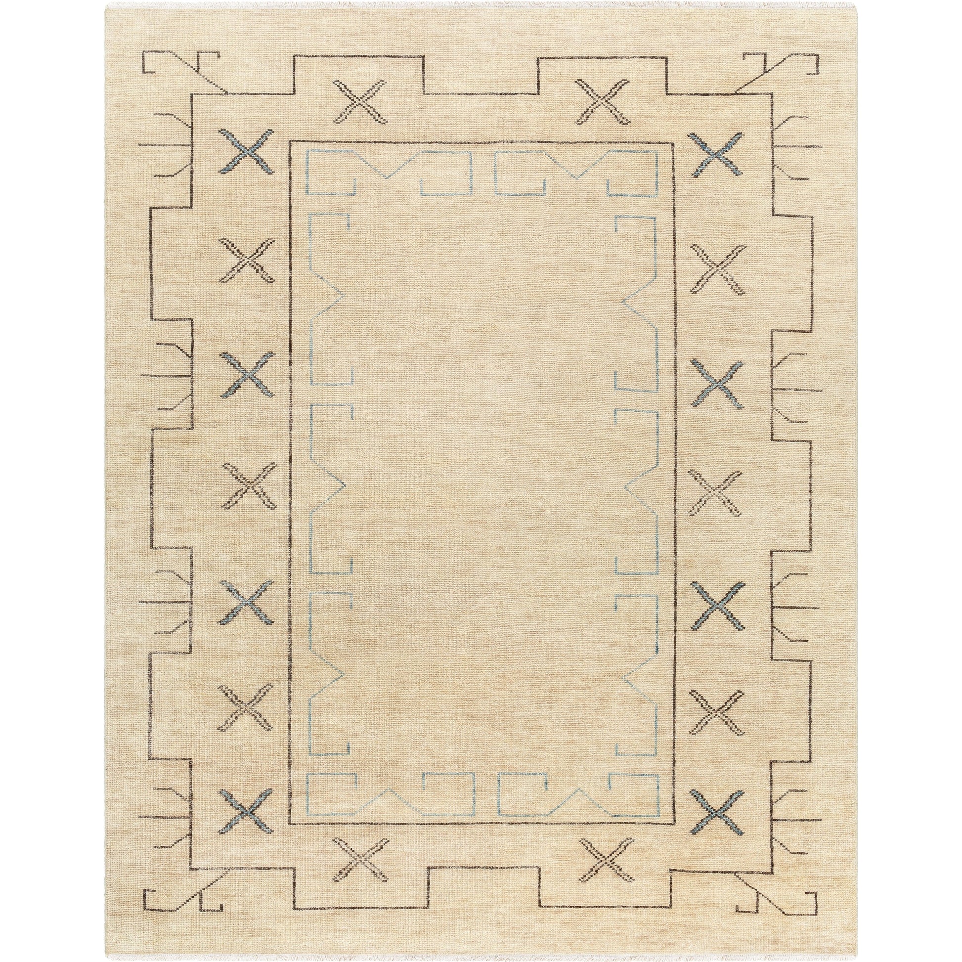 Riviera RIV-2300 Rug by Surya in cream, gray, pale blue. Made from main: 80% new zealand wool, main: 20% cotton in a unique style.