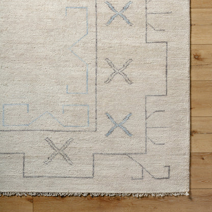 Riviera RIV-2300 Rug by Surya in cream, gray, pale blue. Made from main: 80% new zealand wool, main: 20% cotton in a unique style.