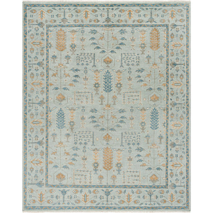 Riviera RIV-2304 Rug by Surya in sky blue, goldenrod, slate gray, ivory, cornflower blue. Made from new zealand wool, cotton in a unique style.
