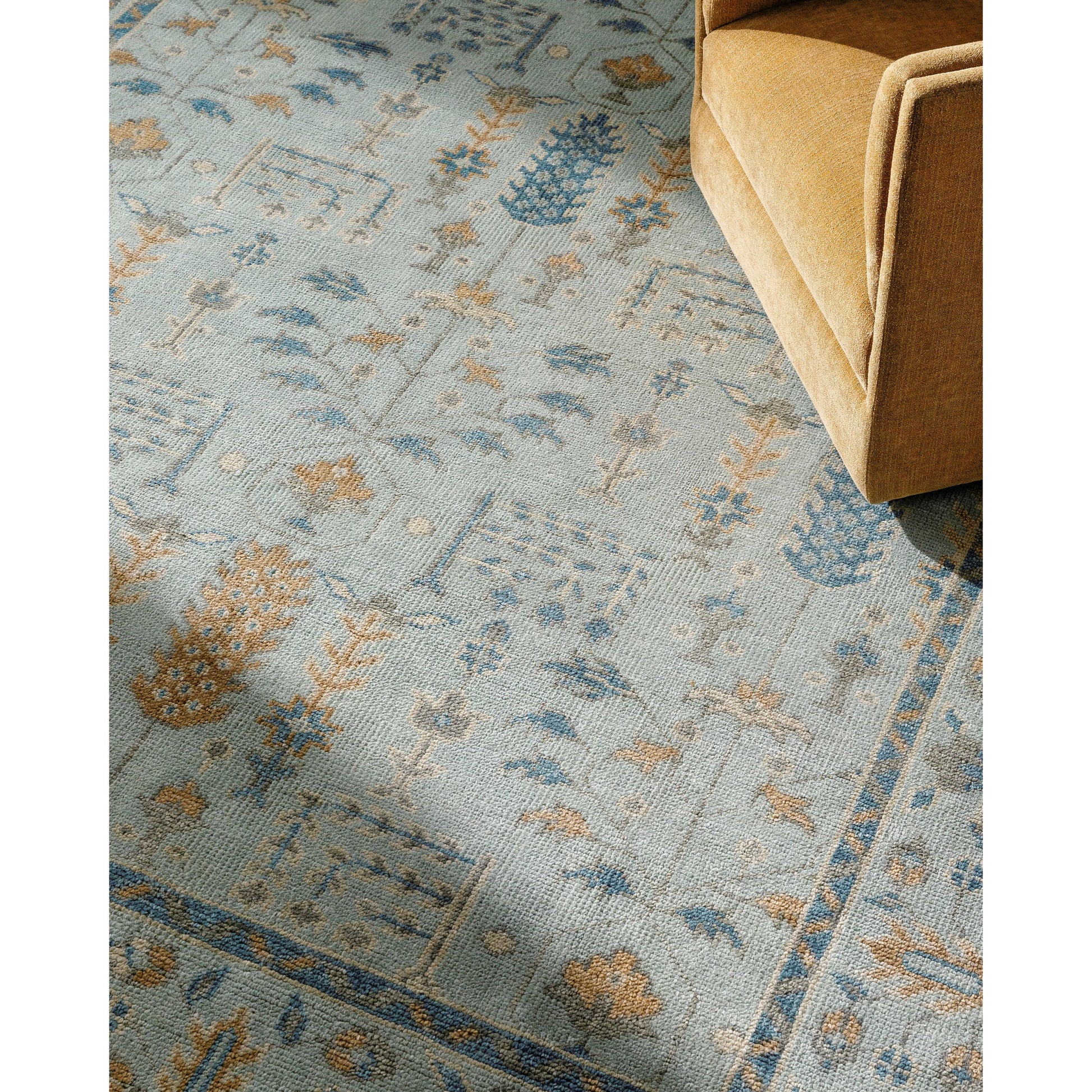 Riviera RIV-2304 Rug by Surya in sky blue, goldenrod, slate gray, ivory, cornflower blue. Made from new zealand wool, cotton in a unique style.