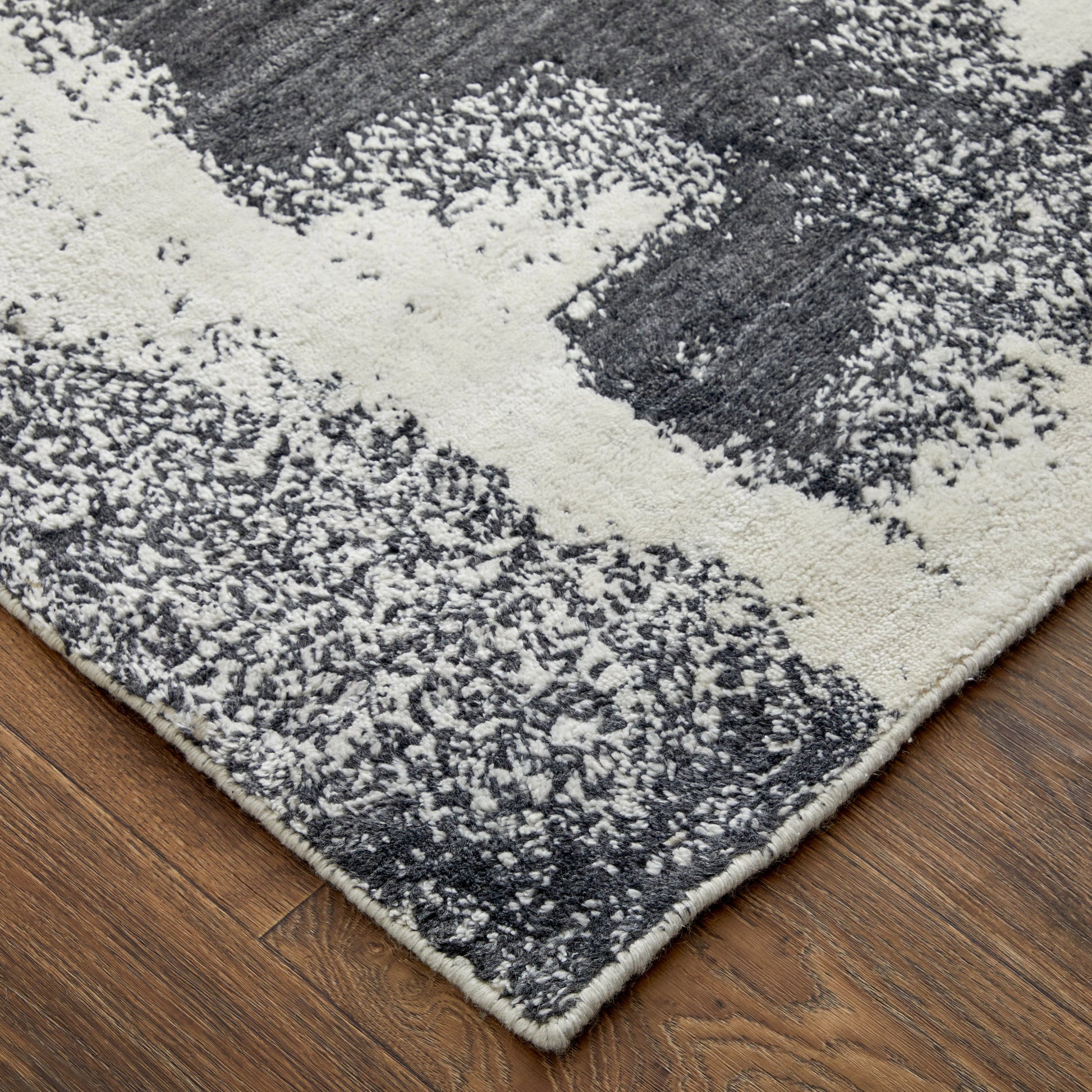Coda Rug - 8930F by Feizy in black, white. Made from wool, viscose in a unique style.