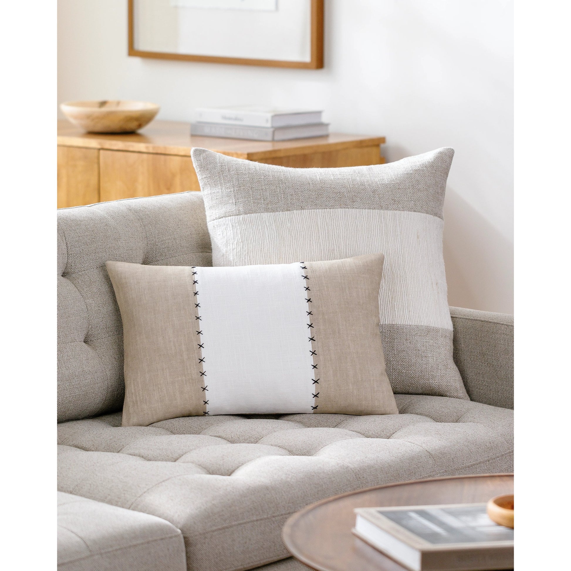 Ritzy Pillow - 516867 by Surya in beige, ivory, black. Made from cotton in a modern style.