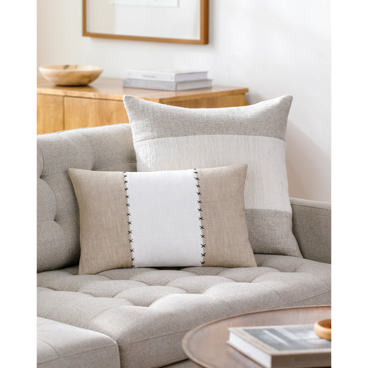 Ritzy Pillow - 516867 by Surya in off-white, ash, sterling grey, light silver. Made from cotton in a modern style.