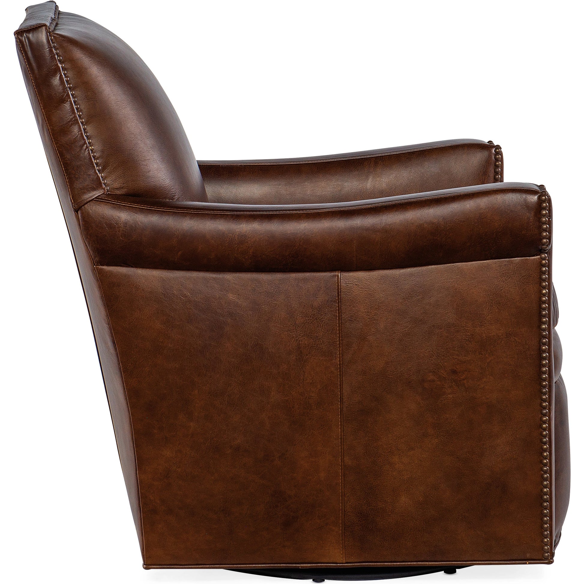 Swivel Club Chair by Hooker Furniture in oste river deep ocean. Made from leather, oste river deep ocean (aniline top grain) in a traditional style.