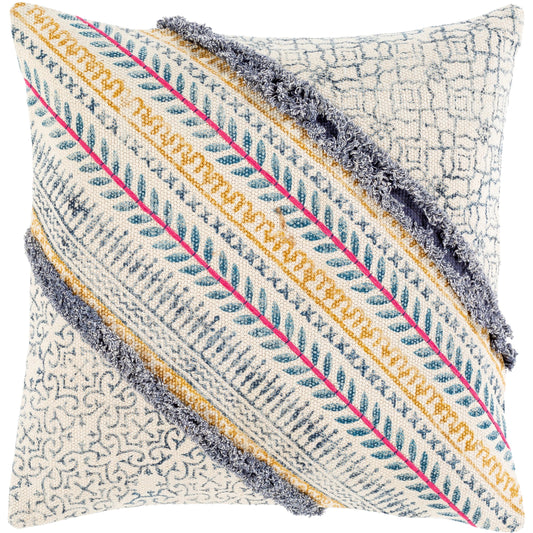 Raja Pillow - 14180 by Livabliss in beige, pink. Made from 100% cotton in a eclectic & global style.