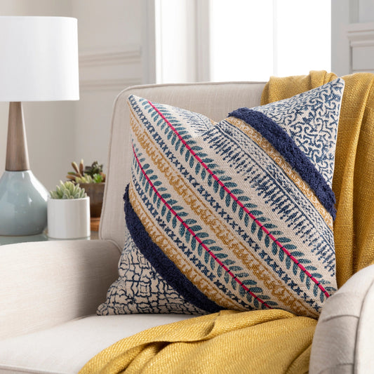 Raja Pillow - 14180 by Livabliss in beige, pink. Made from 100% cotton in a eclectic & global style.