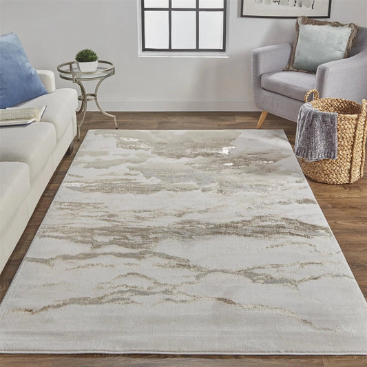 Aura Rug - 3727F by Feizy in ivory, tan, gray. Made from polyester, polypropylene in a unique style.