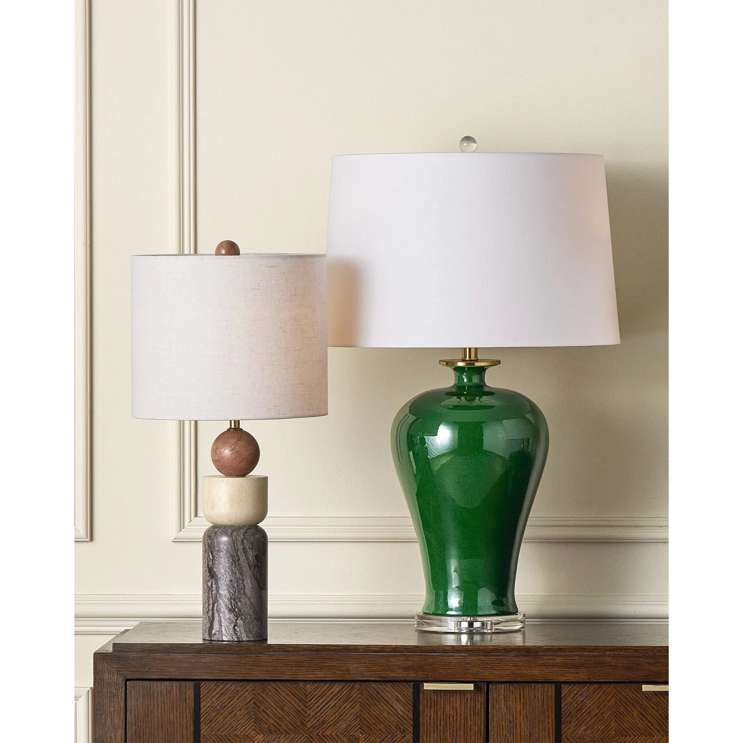 010 SI-2134016 | Lifestyle | Moreno Table Lamp by Currey and Company in natural. Made from rosa cappuccino marble, camello neve marble, breccia marble in a modern style.