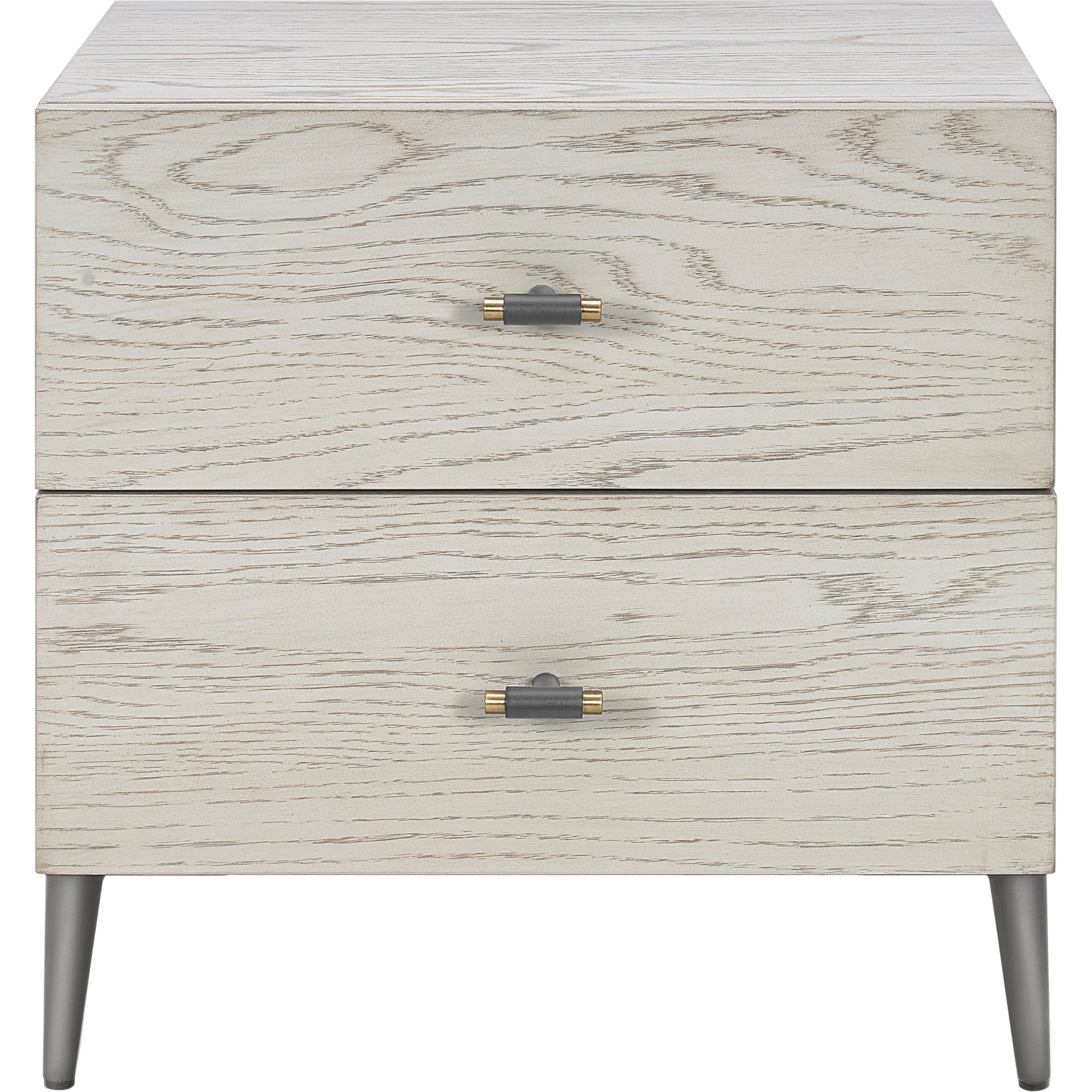 Zest 2-Drawer Nightstand by Zest in bleached oak. Made from mdf, particle board in a modern style.