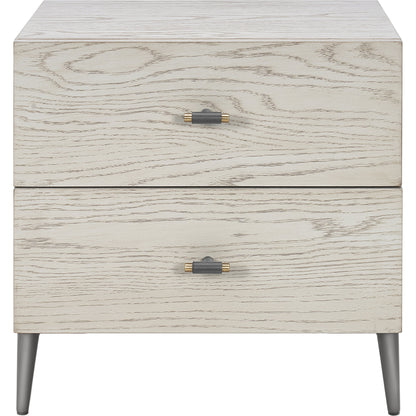 Zest 2-Drawer Nightstand by Zest in bleached oak. Made from mdf, particle board in a modern style.