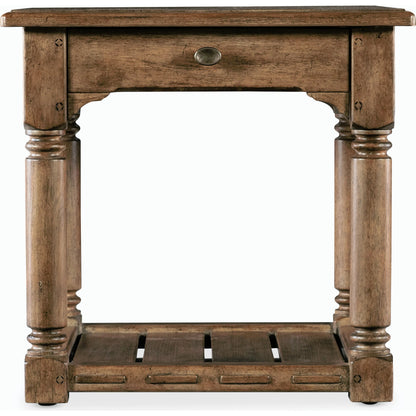 Americana Side Table by Hooker Furniture in honey. Made from oak veneers with solid-wood edge top in a traditional style.