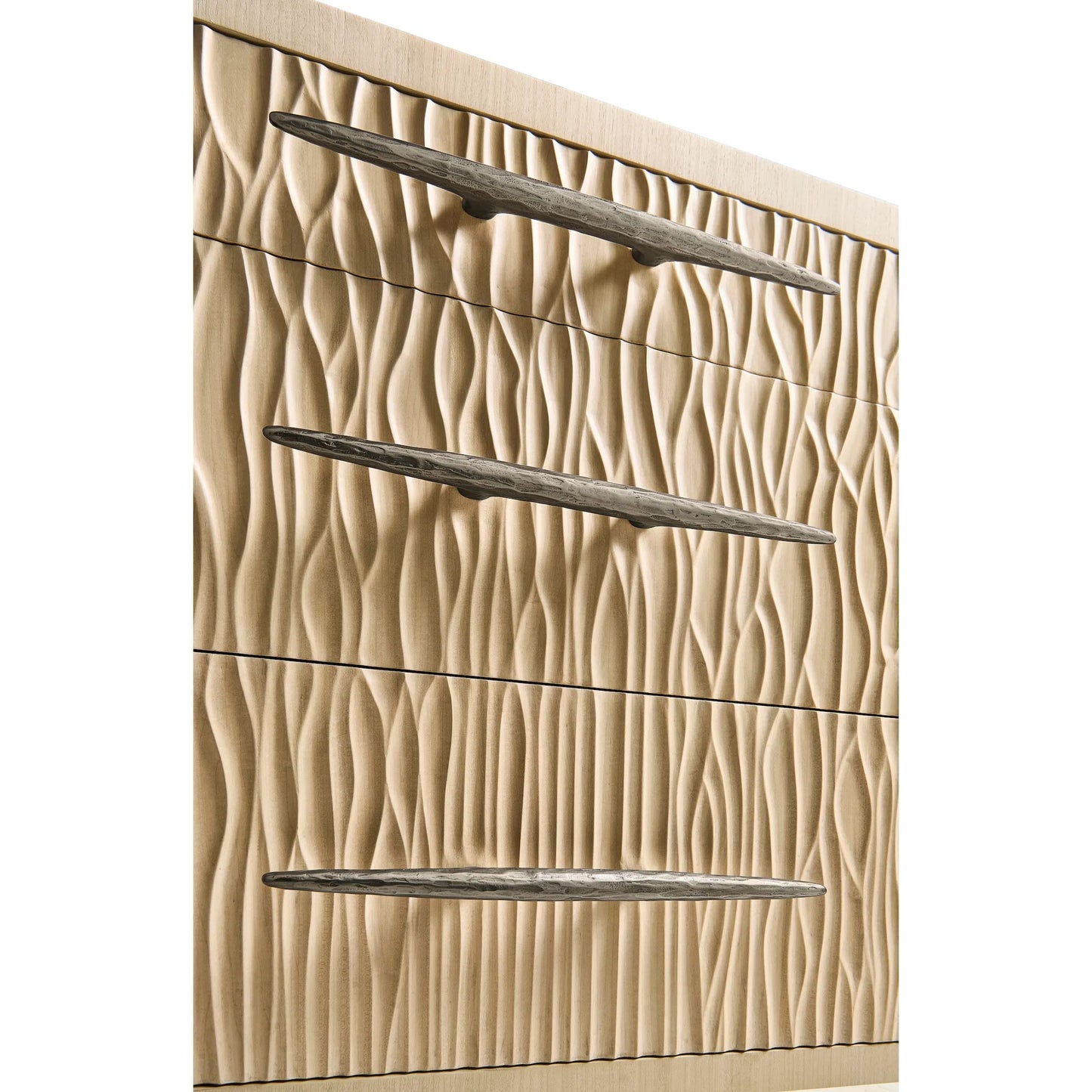 008 SI-2252654 | Closeup | Undercurrent Dresser by Jonathan Charles in beige and natural dyed koto. Made from koto veneer, oak, oak veneer, fabric, stainless steel, sycamore solid wood in a transitional style.
