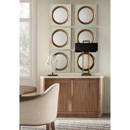 Eleana Server by Hooker Furniture in light caramel, quartered walnut veneers, marble. Made from walnut veneers, marble in a modern style.