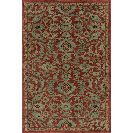 Ruchika Rug - 15341 by Surya in rust, aqua, black, mustard. Made from 100% wool in a unique style.