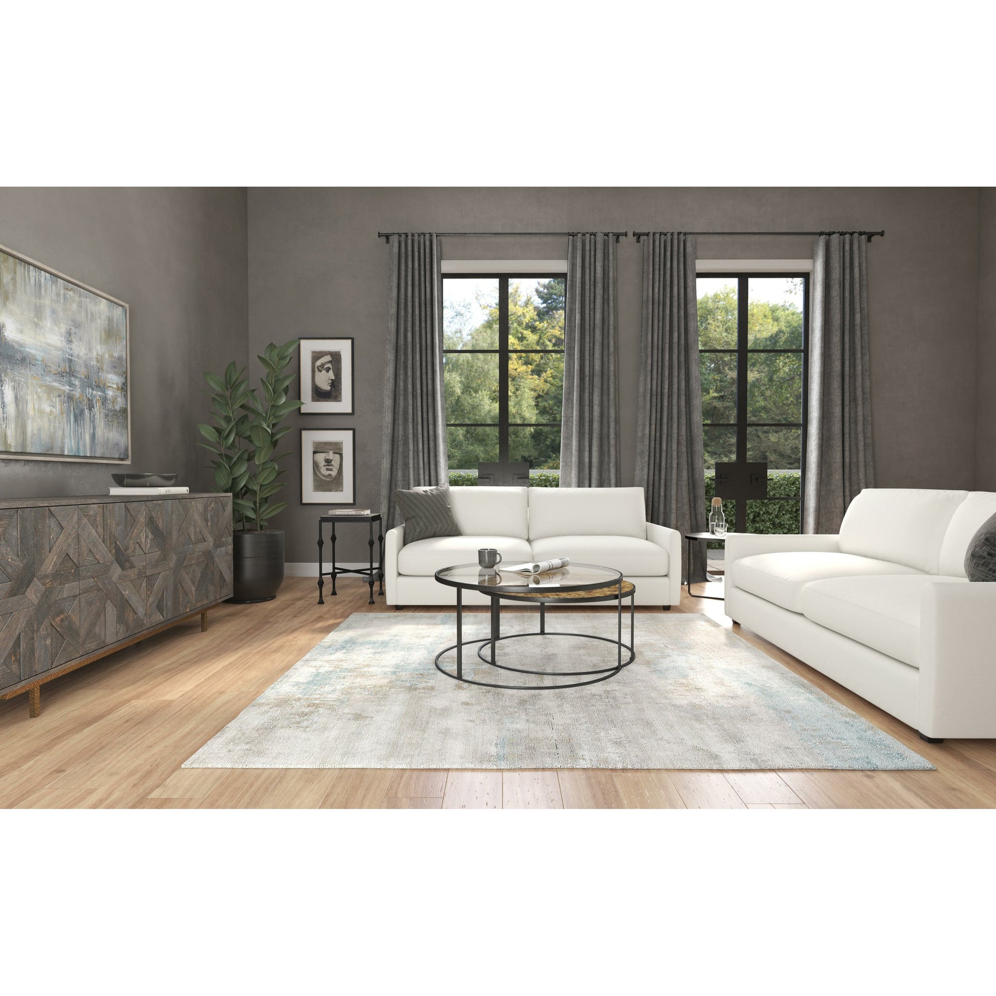 Chatham Nesting Cocktail Tables by Hooker Furniture in black. Made from iron, wood, glass in a transitional style.