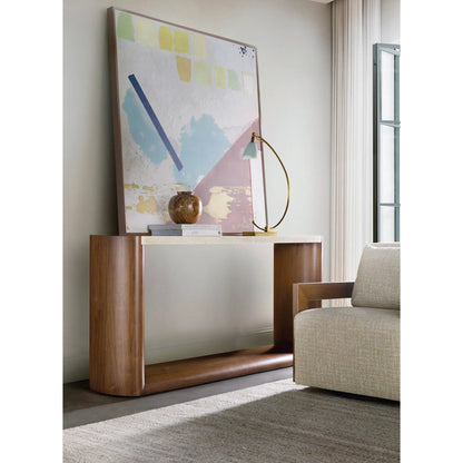 Eleana Console Table by Hooker Furniture in light caramel, quartered walnut veneers, marble. Made from walnut veneers, marble in a modern style.