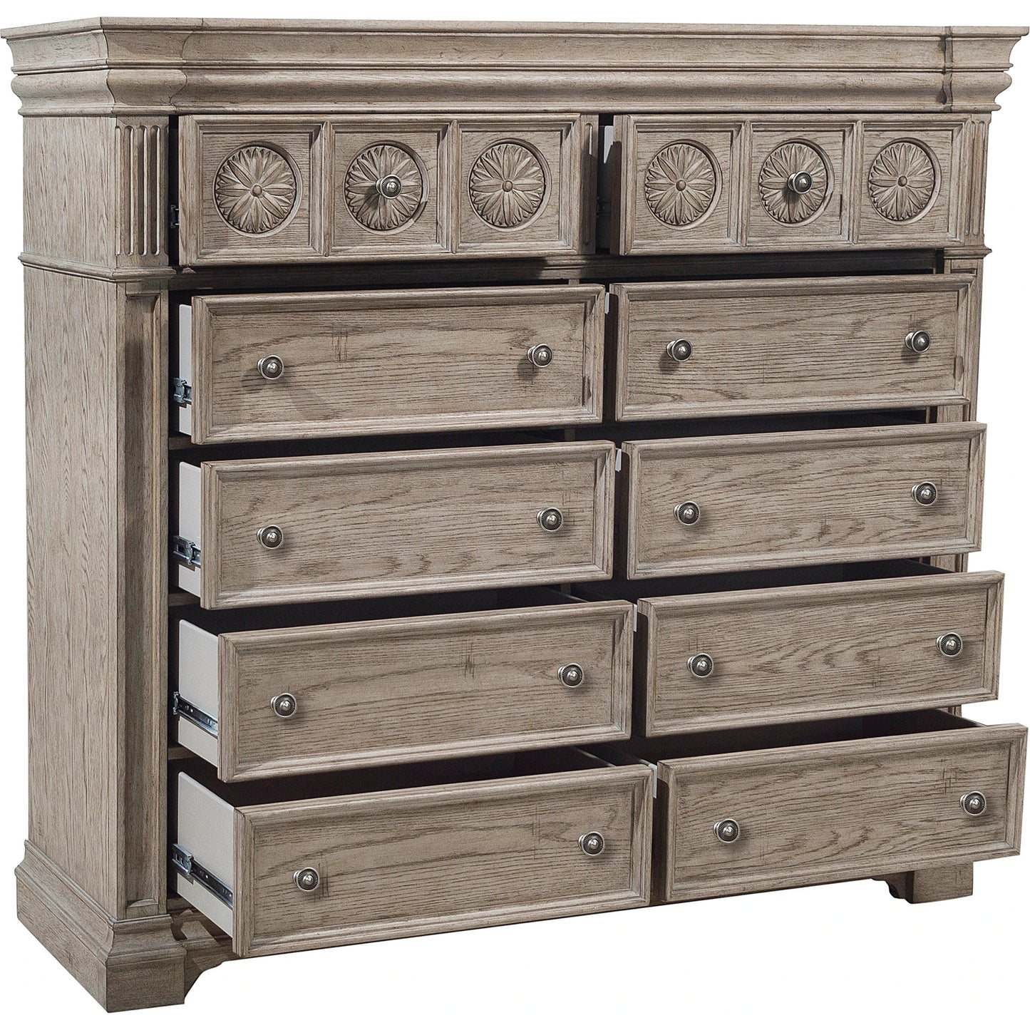 003 SI-2155597 | Additional Silo | Kingsbury Master Chest by Pulaski Furniture in french grey. Made from oak veneers, hardwood solids in a traditional style.