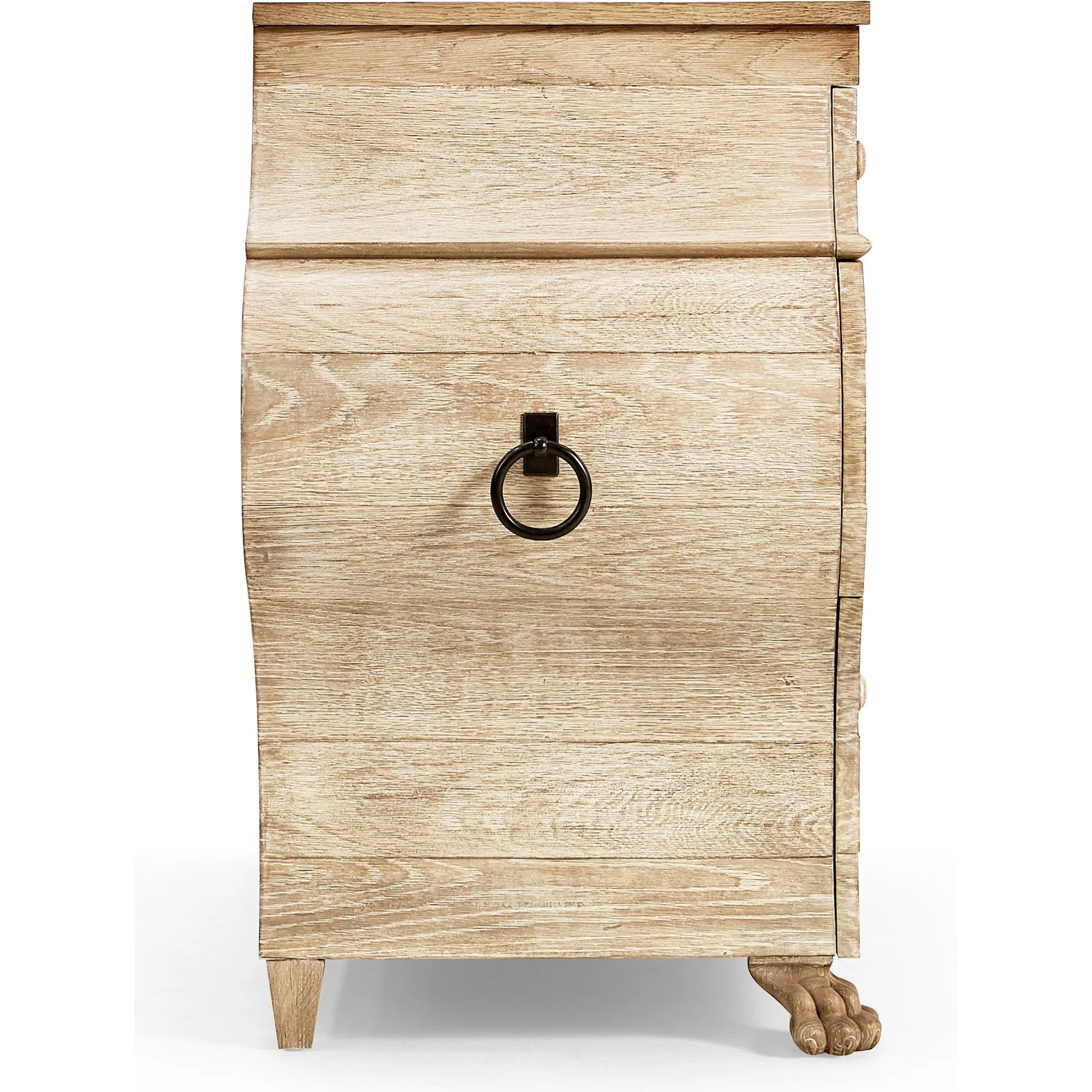 Gatcombe Bombe Chest by Jonathan Charles in light brown and whitewashed acacia. Made from acacia in a modern style.
