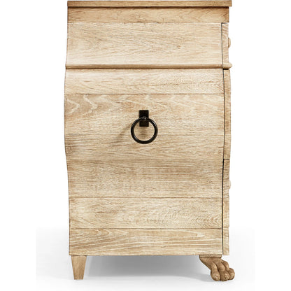 Gatcombe Bombe Chest by Jonathan Charles in light brown and whitewashed acacia. Made from acacia in a modern style.